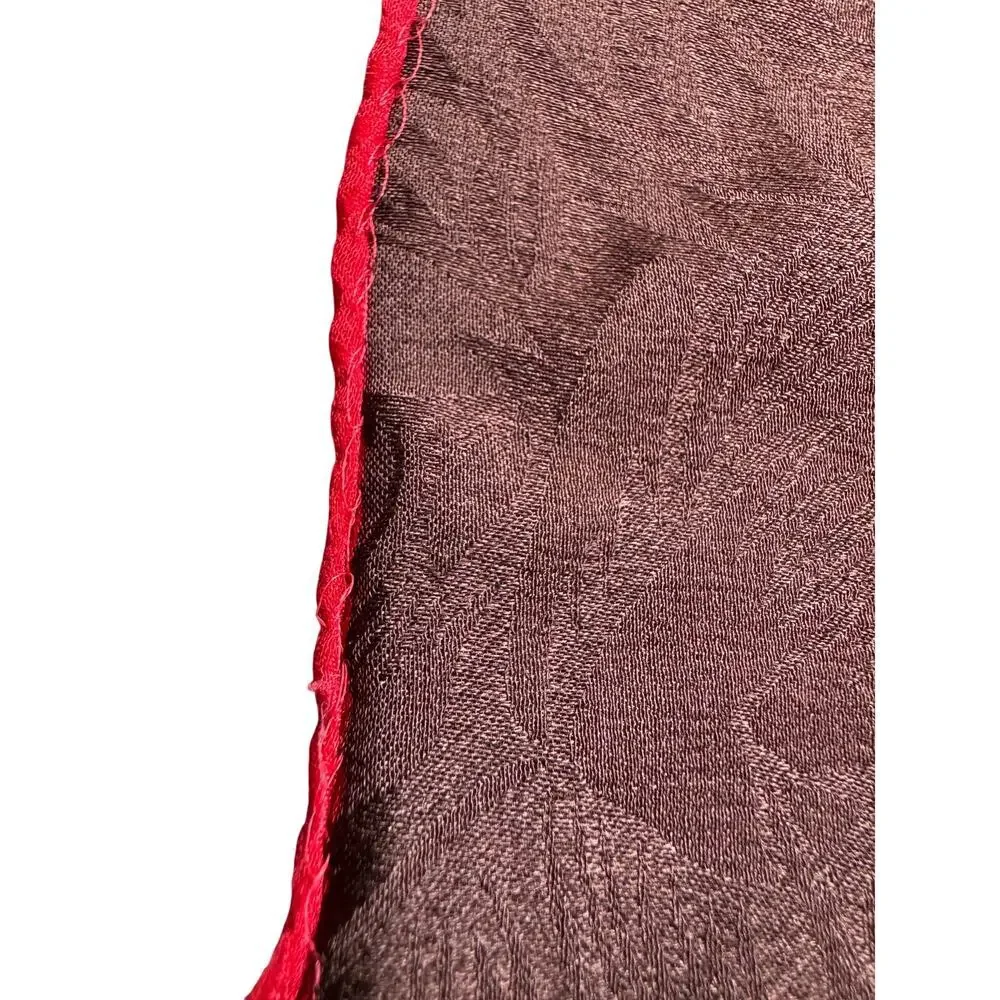 Ellen Tracy Floral Silk Blend Square Scarf Brown Red Tulip Garden Wrap